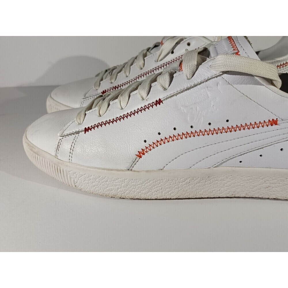 Puma Shoes Clyde Zigzag Men's Size 12 White Leather Lace Up Sneakers - Picture 4 of 11